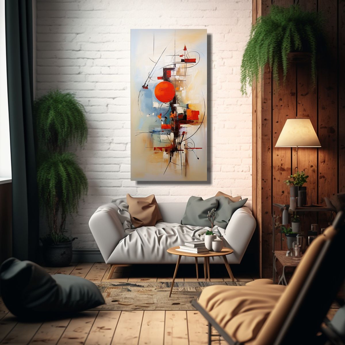 GENERICO - Pintura Abstracta En Lienzo Calidos Paisajes De 70x140 Cm