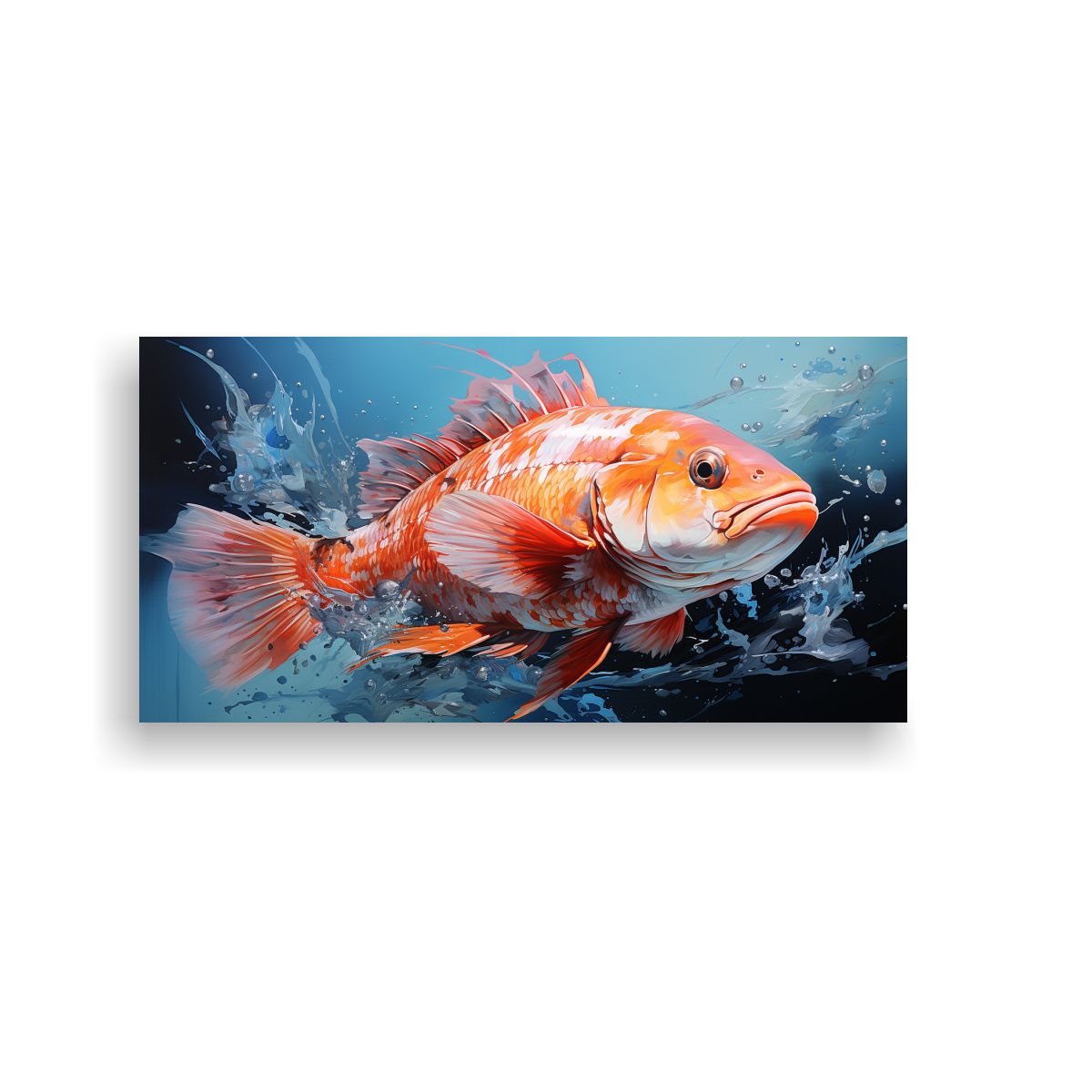 GENERICO - Pintura Acuarela Peces Coloridos Movimiento 140x70 Cm