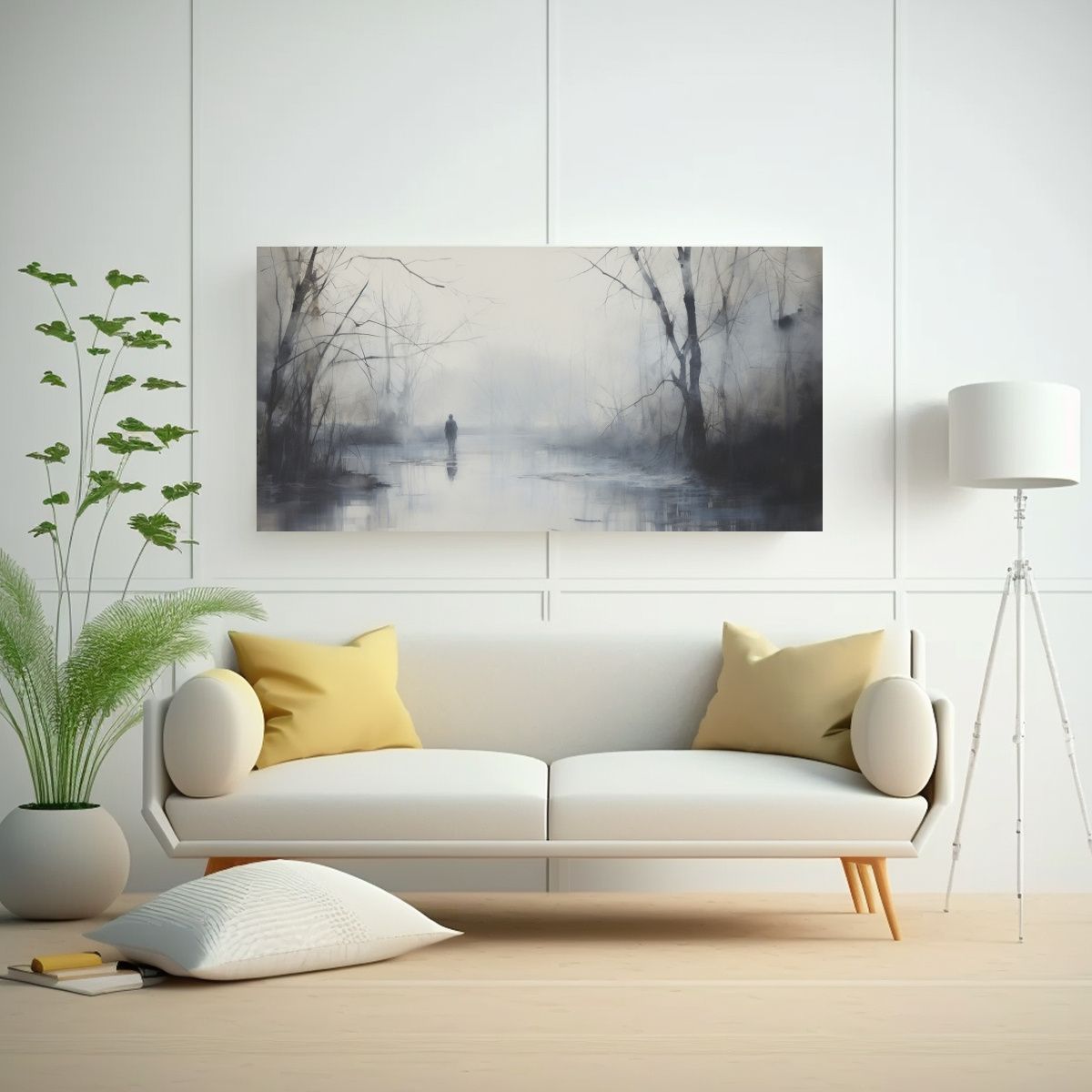 GENERICO - Cuadro Tela Figura Borrosa Fantasmal Lejana En 140x70 Cm