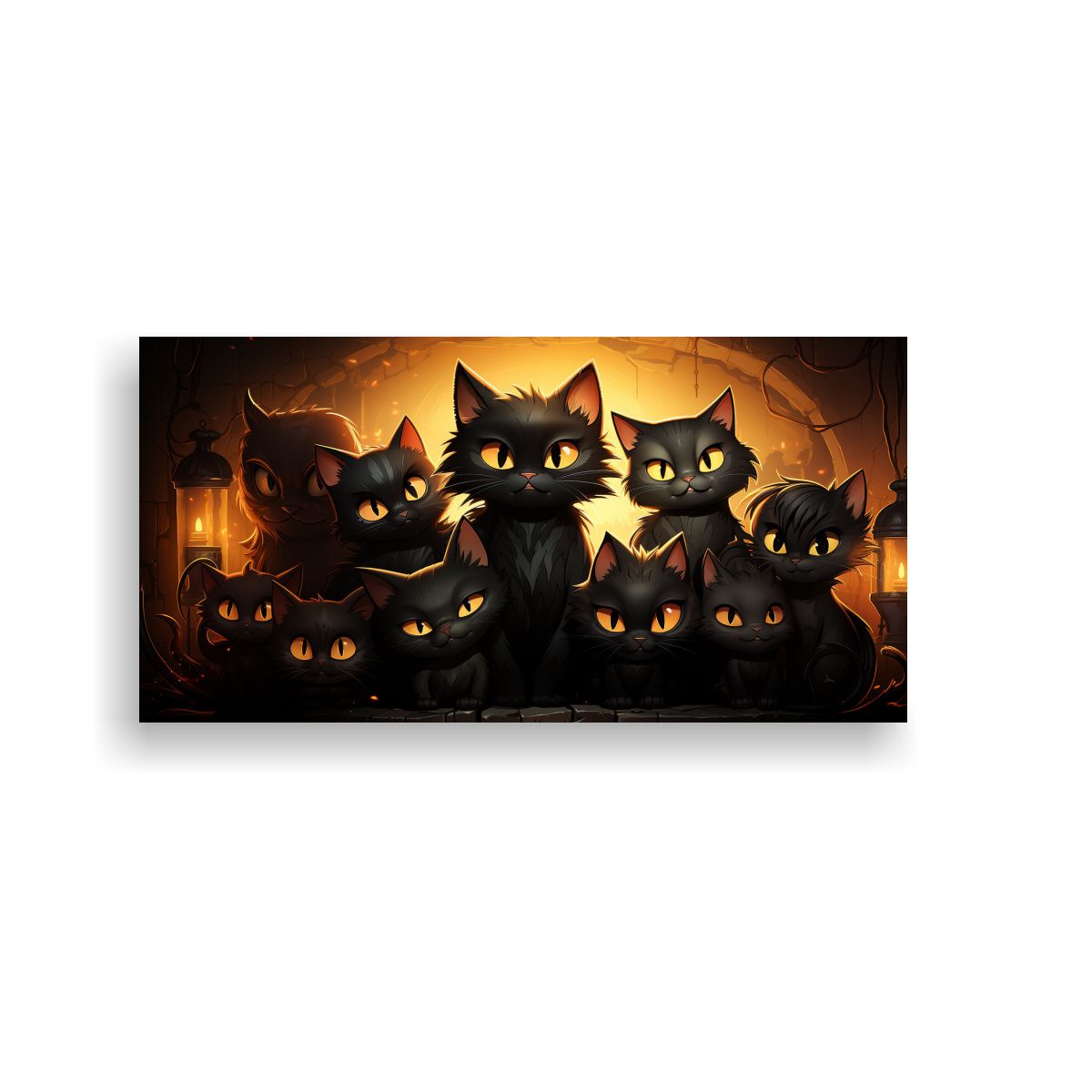 GENERICO - Cuadro Vintage Gatos Negros En Pila Mirando Al Sol 120x60 Cm