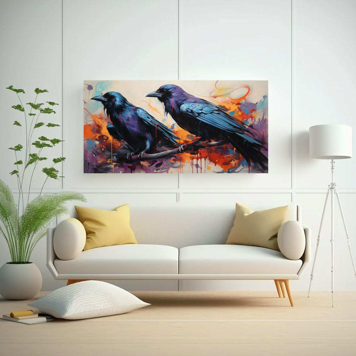 GENERICO - Pintura Al Estilo óleo Moderna De Cuervos Y 120x60 Cm