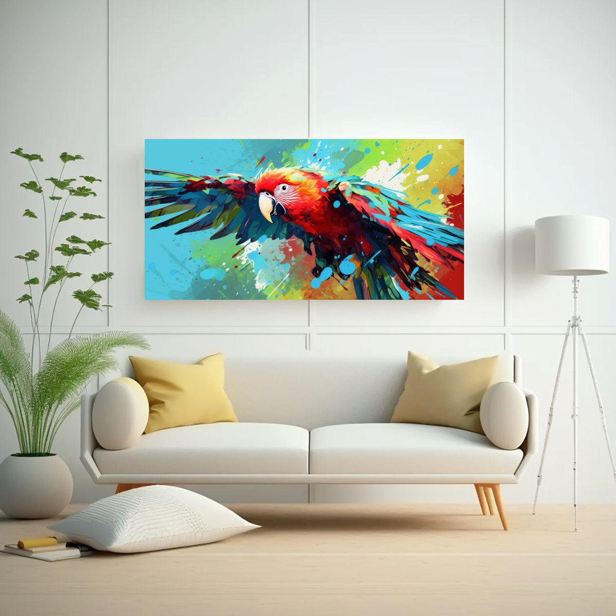 GENERICO - Cuadro Estrellados Amazonas Papagayo En Rojo Y 140x70 Cm