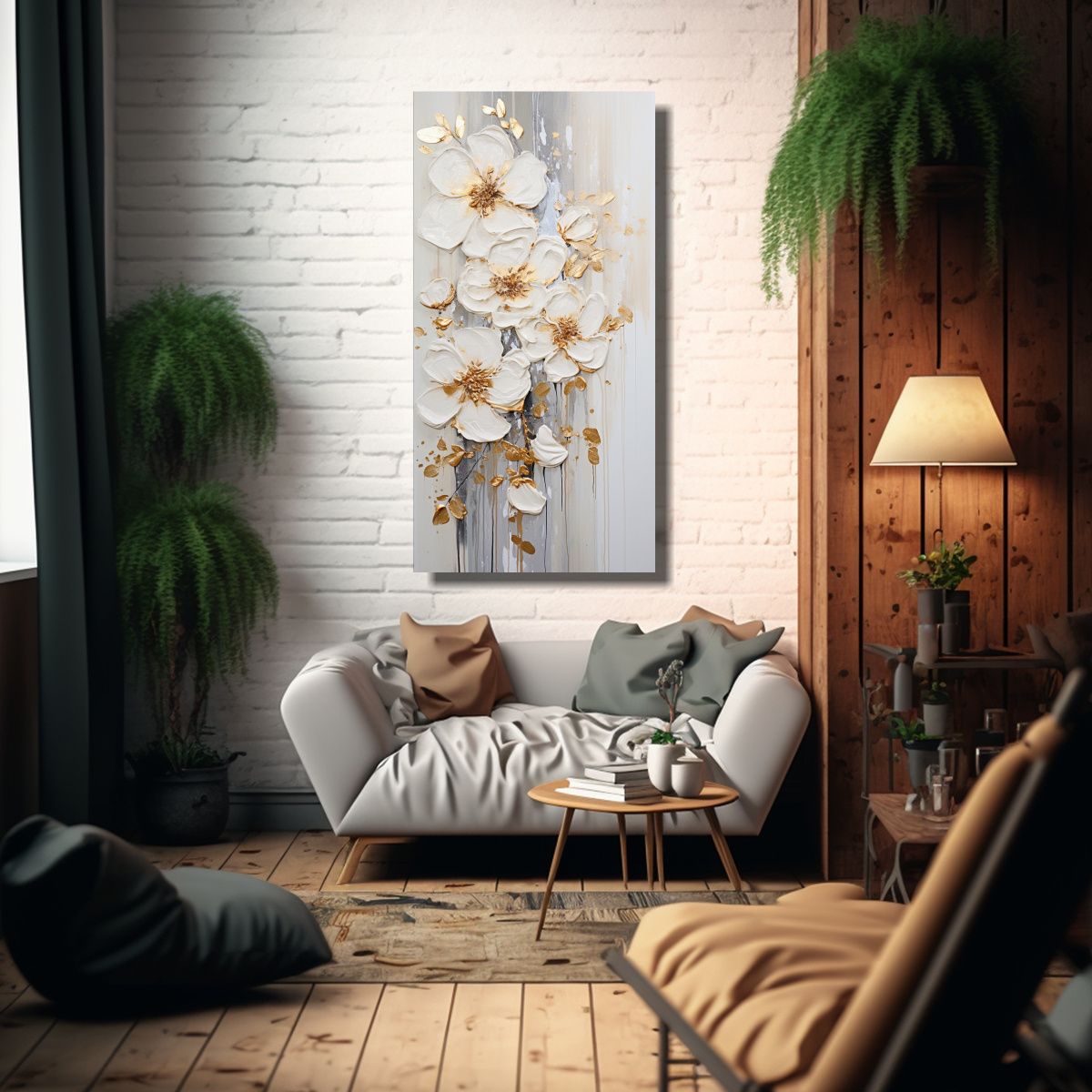 GENERICO - Pintura Acrílica En Blanco Con Salpicaduras 70x140 Cm