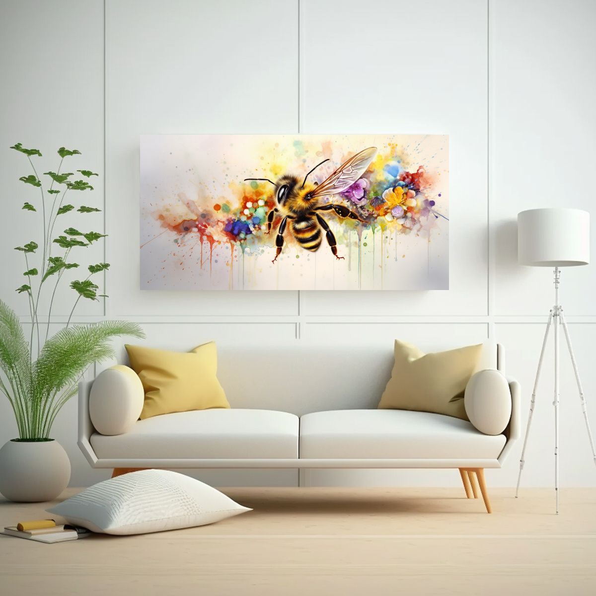 GENERICO - Cuadro De Abeja Colorido En Estilo Acuarela 140x70 Cm