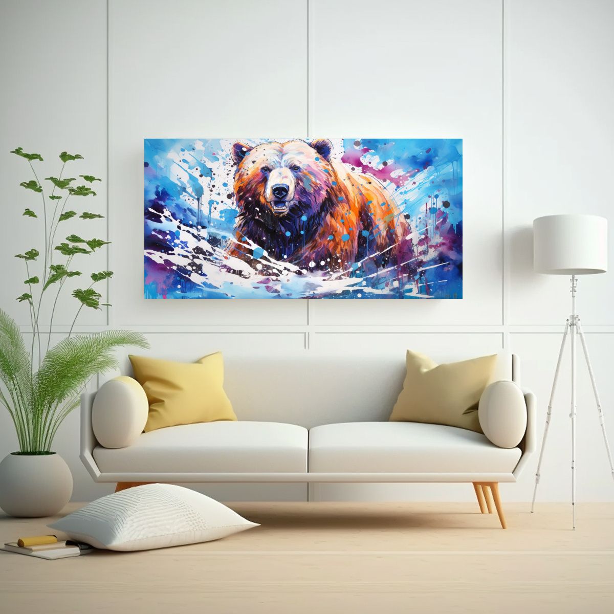 GENERICO - Cuadro De Tela Con Temática Económica Oso 120x60 Cm