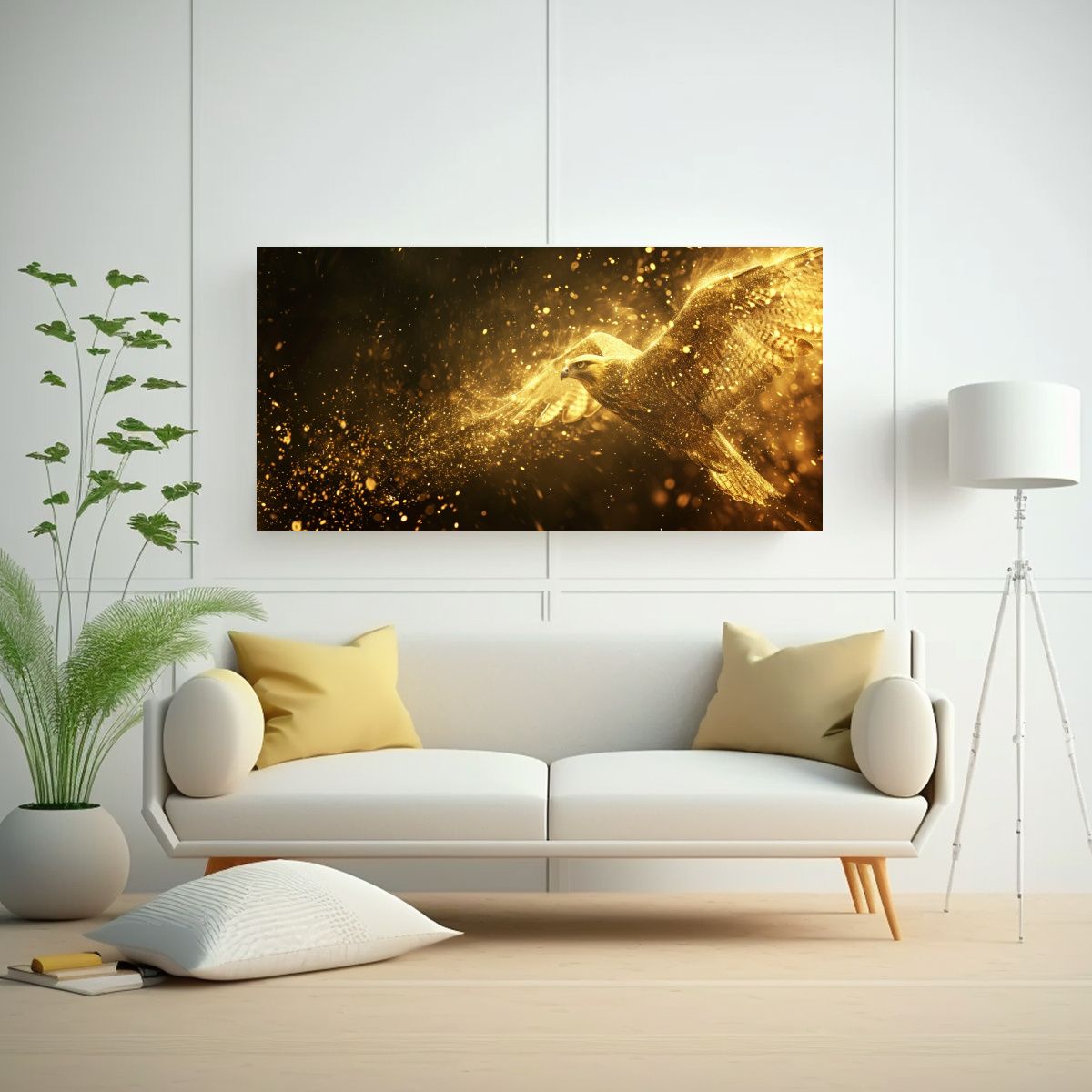 GENERICO - Pintura Decorativa Halcón Dorado De Partículas 120x60 Cm.