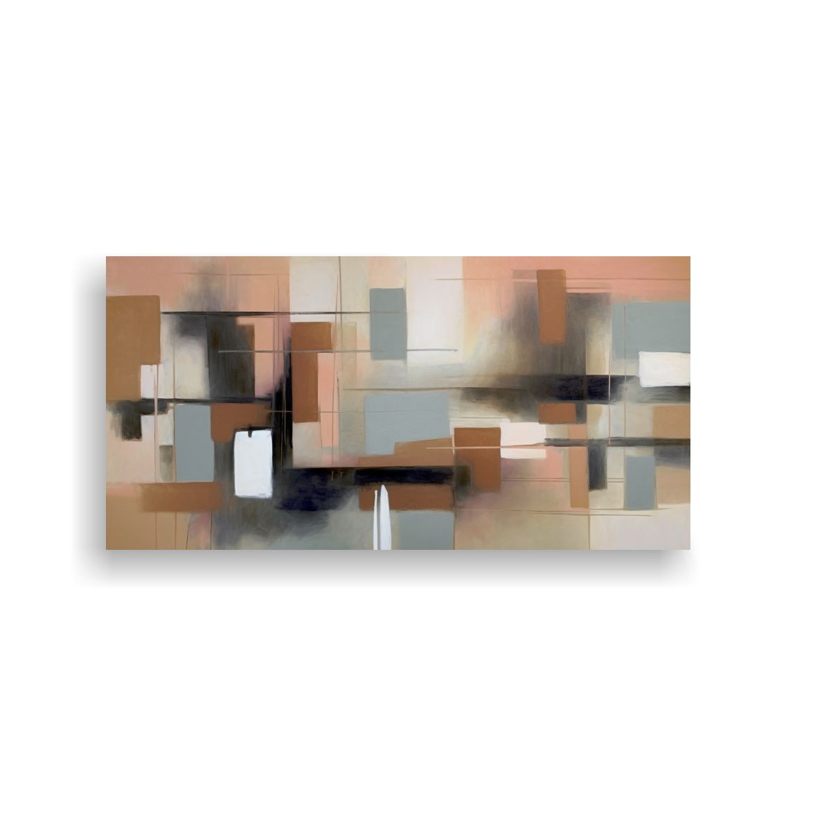 GENERICO - Cuadro Abstracto Simetría Rosa Figura Cuadrada 140x70 Cm.