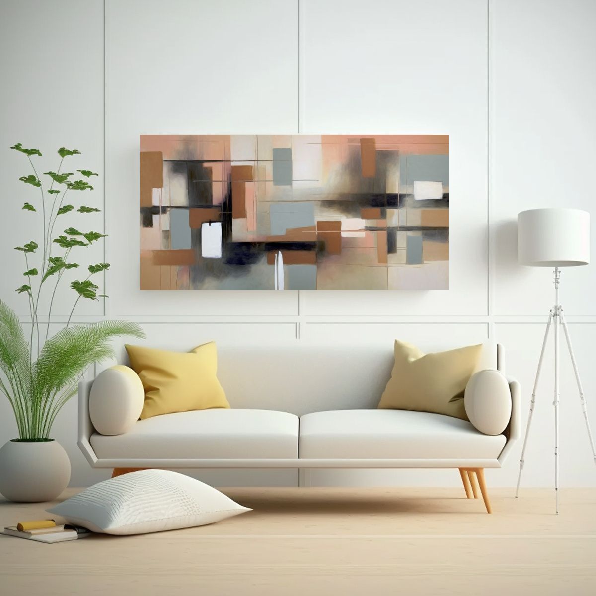 GENERICO - Cuadro Abstracto Simetría Rosa Figura Cuadrada 140x70 Cm.