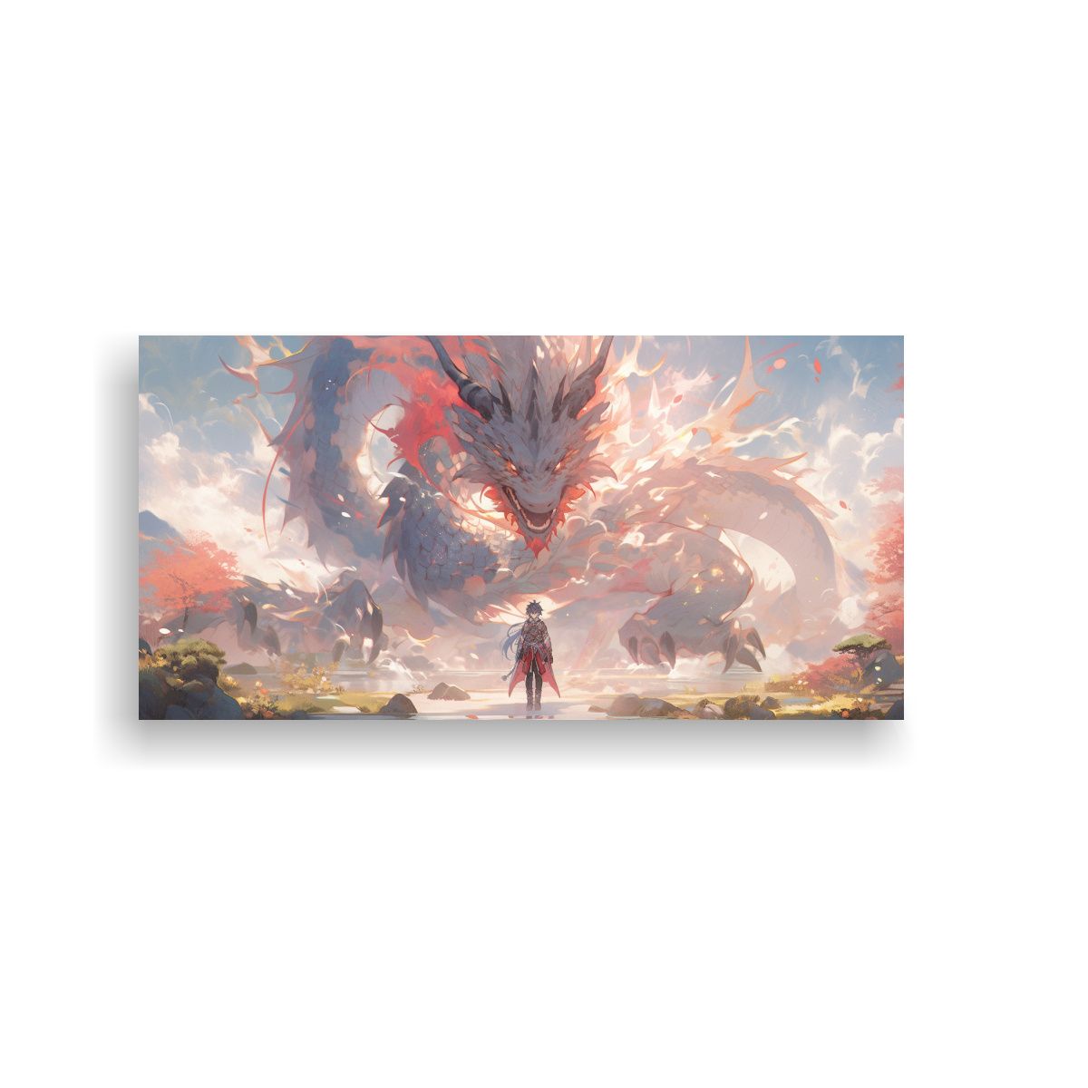 GENERICO - Pintura En Bastidor Estilo Dragón Colorido En 120x60 Cm