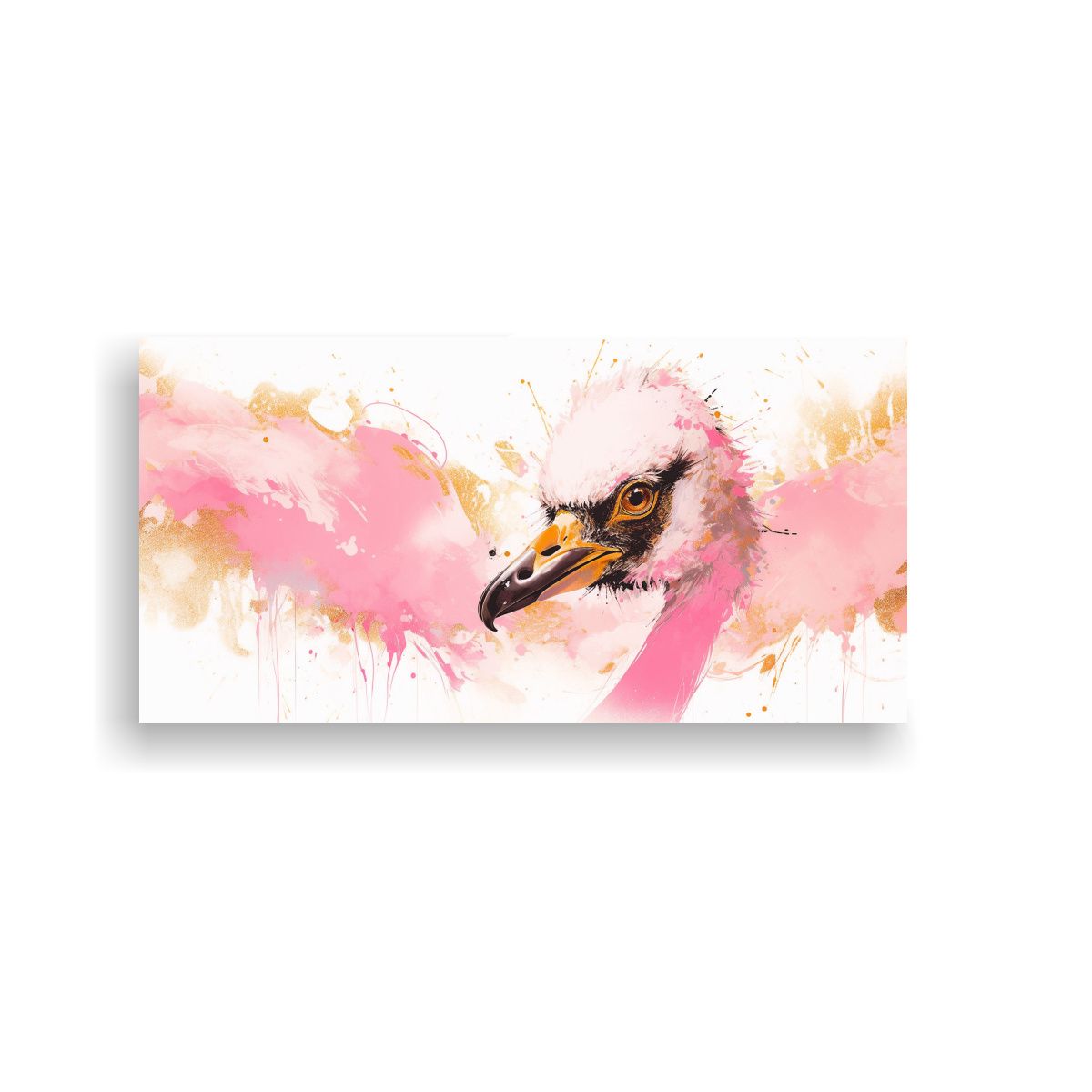 GENERICO - Lienzo Dibujo Fantástico Avestruz En Oro Y Rosa 140x70 Cm.