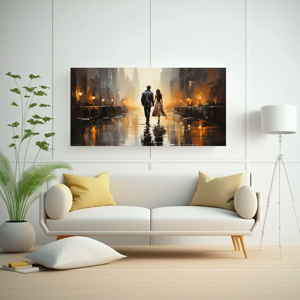 GENERICO - Pintura Al óleo Impresionista De Un Hombre Y Una 140x70 Cm