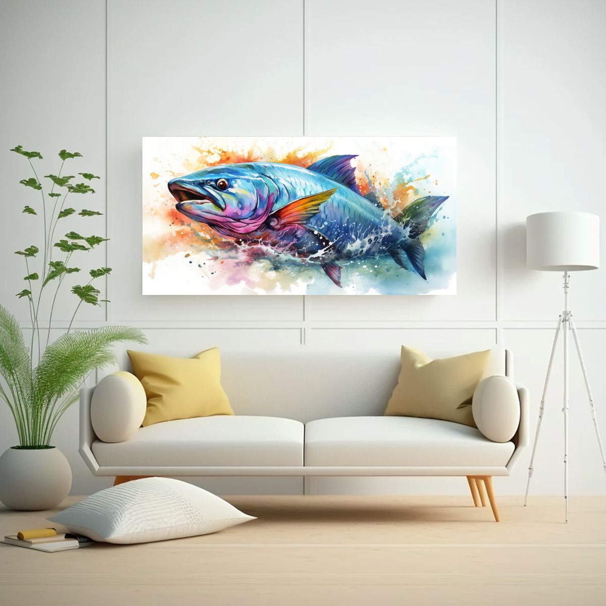 GENERICO - Arte Inspirador Tarpon En Acuarela Estilo 140x70 Cm