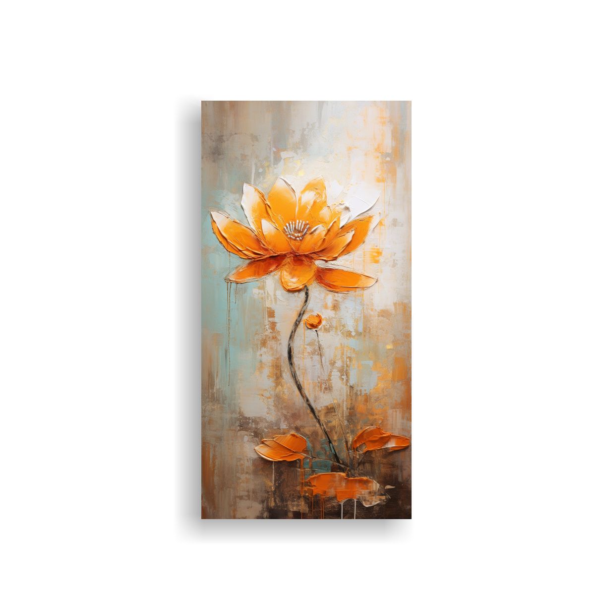 GENERICO - Pintura En Lienzo Estilo Loto Naranja En Bastidor 70x140 Cm