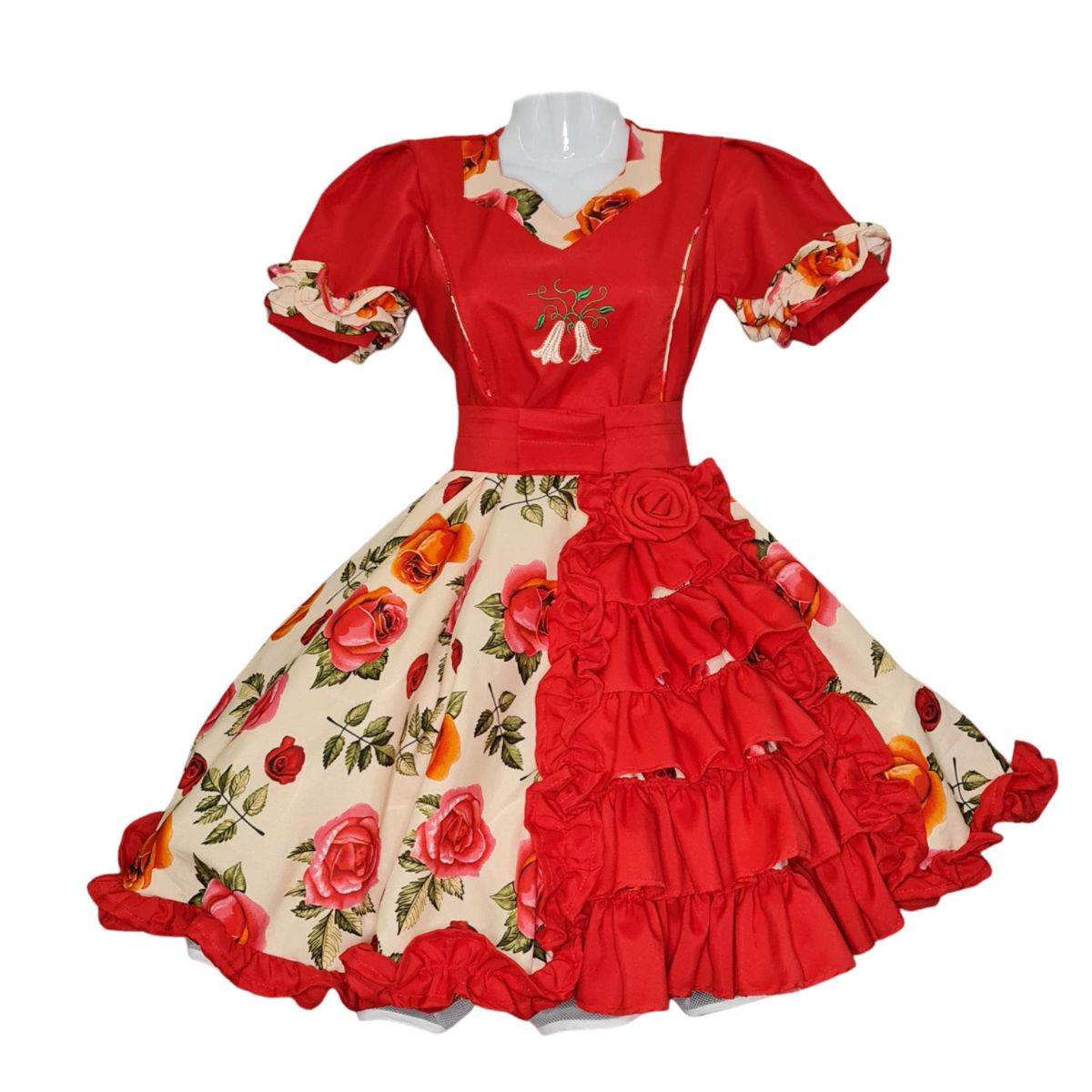 MORLAN - Vestido de Huasa Tradicional Chileno – Tallas 4 a 12 + Falso Incluido