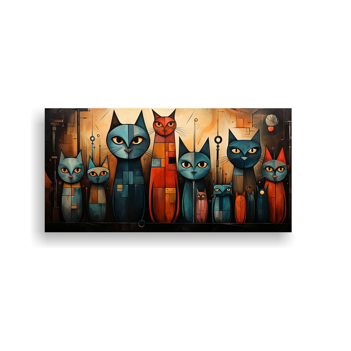 GENERICO - Arte De Pared Impreso Expresividad Gatos Mundo 140x70 Cm.