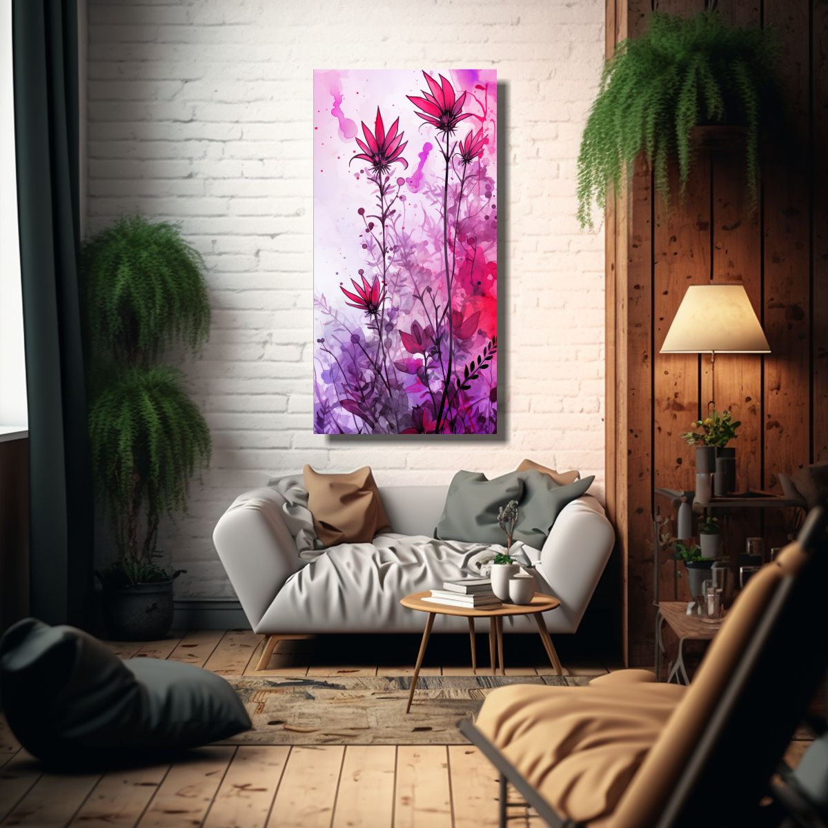 GENERICO - Pintura Abstracta De Pared Reflejo De Hierbas 70x140 Cm