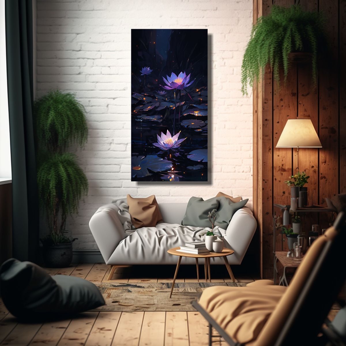 GENERICO - Lienzo Acuarela De Loto Negro Brillante En 70x140 Cm