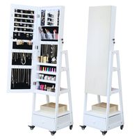 Espejo joyero organizaor con led cajon y ruedas 158m blanco