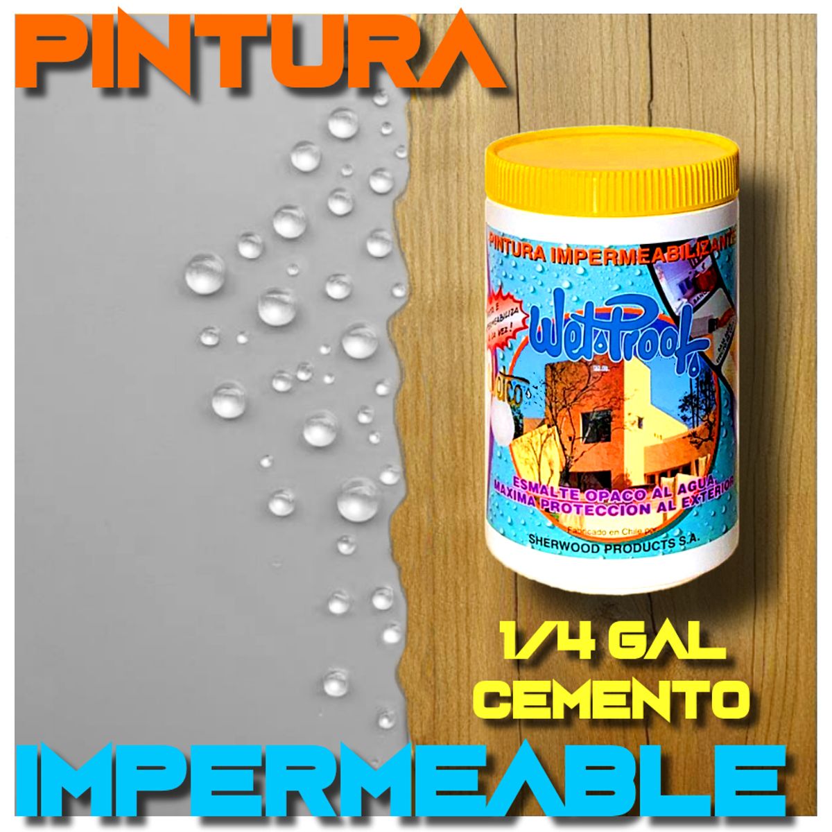 PINTURA IMPERMEABILIZANTE MADERA EXTERIOR ESMALTE CEMENTO WETCO 1-4 GL, marca WETPROOF - Foto Principal