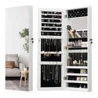 Espejo joyero de pared blanco 110cm con espejo de maquillaje