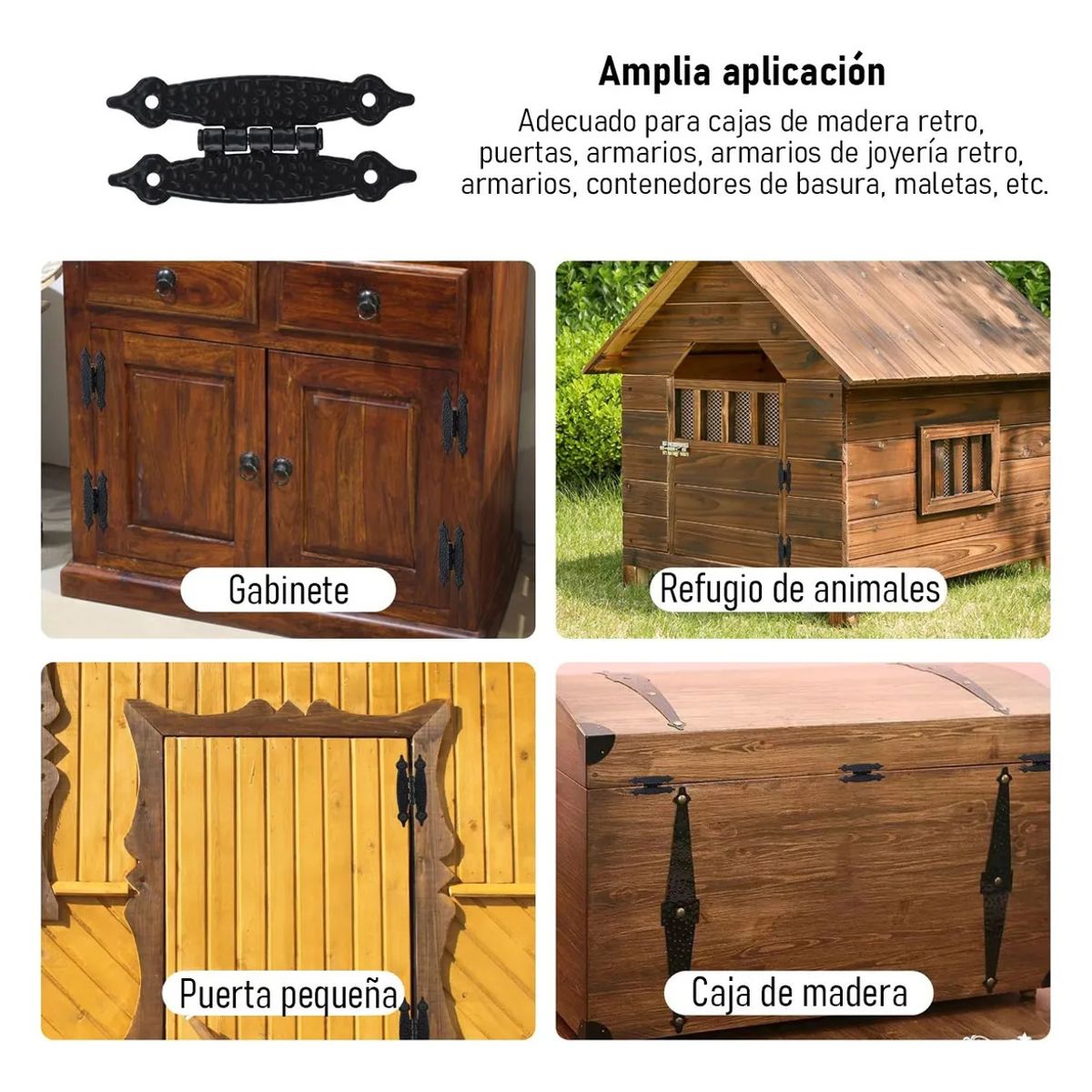 KUANGYE - 10 Pcs Bisagra Vintage Mariposa 89x36mm Con Tornillo Negro