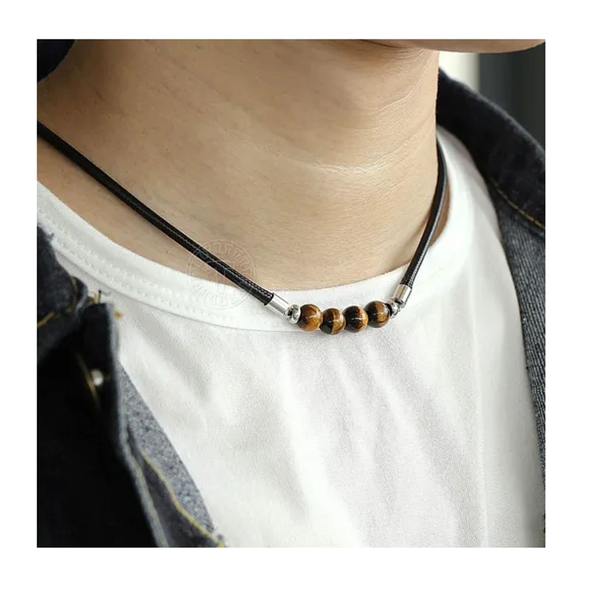 GENERICO - Collar De Piedra Ojo De Tigre Hombre Caballero Moda Royal Madriz