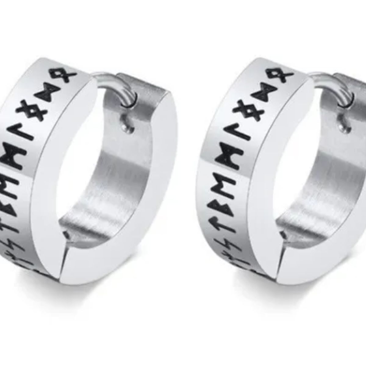 GENERICO - Aros Vikingos Punk Silver Runas Vikingas Hombre Mujer