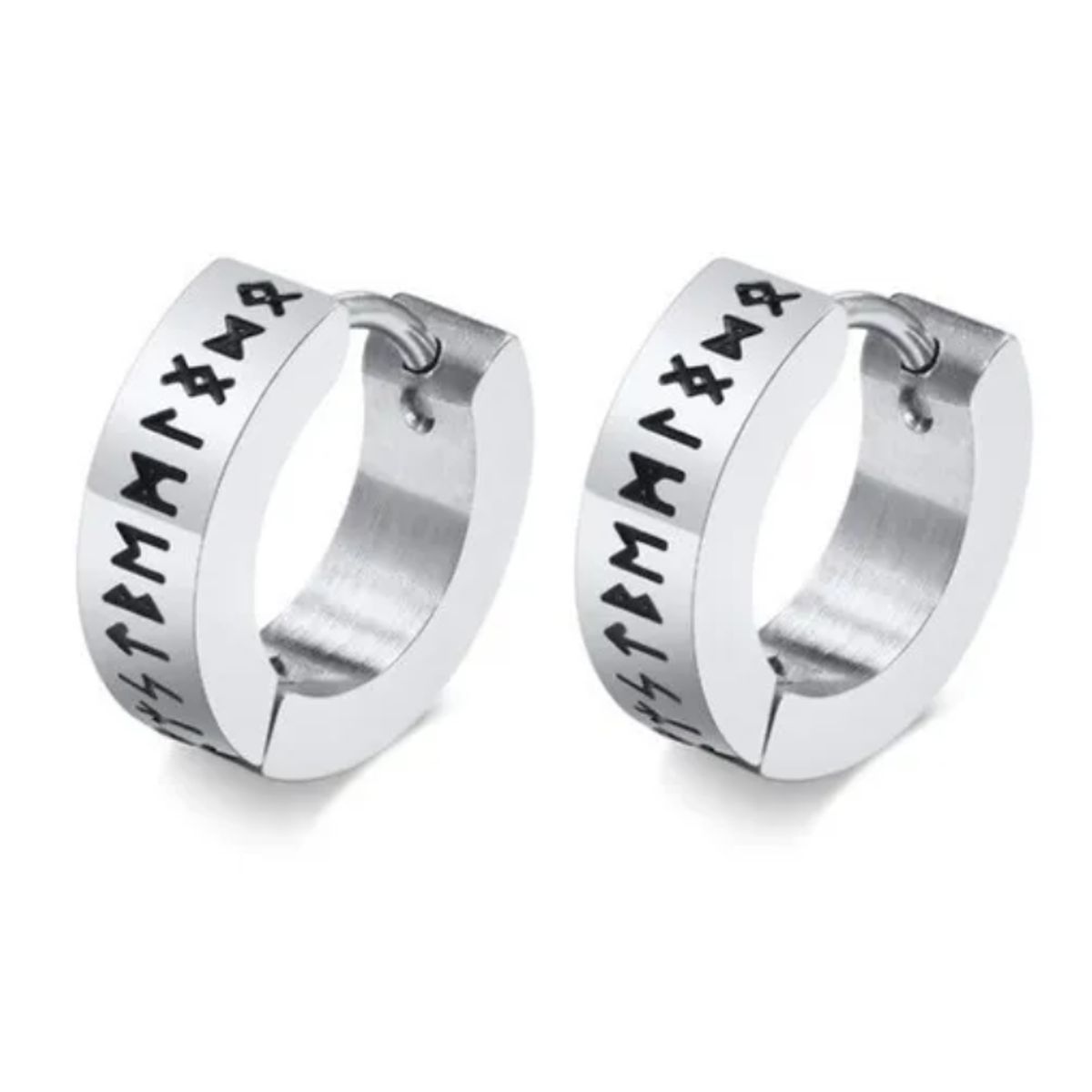 GENERICO - Aros Vikingos Punk Silver Runas Vikingas Hombre Mujer