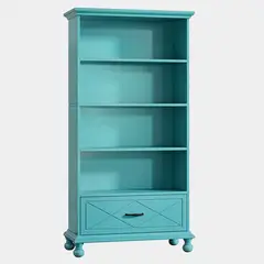 GENERICO - Mueble Estante Librero 5 Niveles Premium Azul Océano