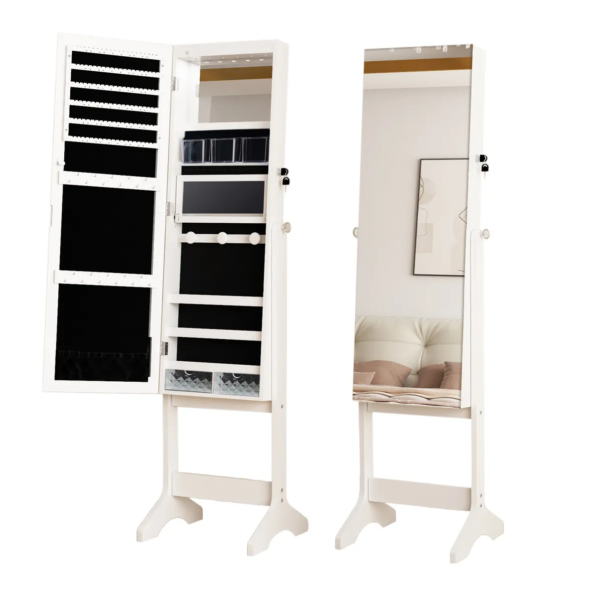 ELEMENT DESIGN - Espejo joyero organizador 155m con patas blanco