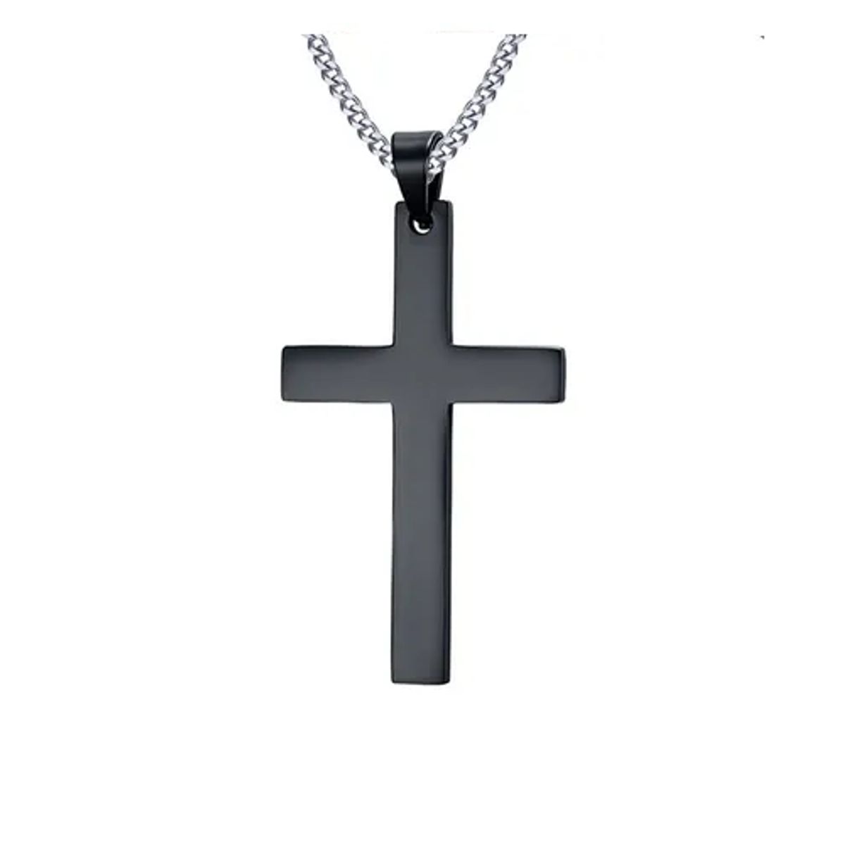 GENERICO - Collar Black Titanio Cruz Hombre Mujer Moda Royal Madriz