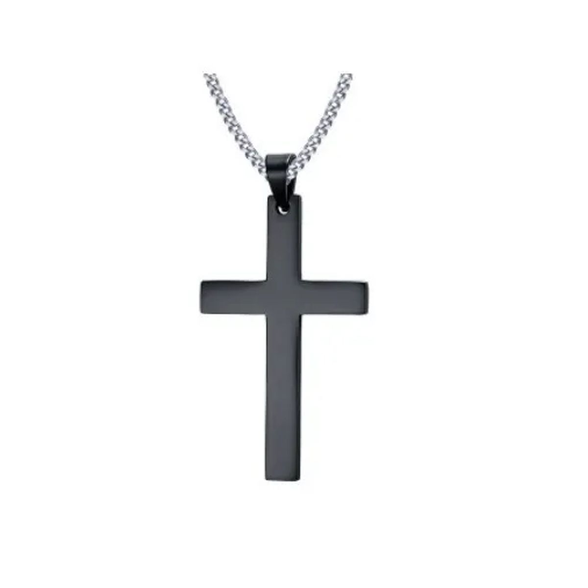 GENERICO - Collar Black Titanio Cruz Hombre Mujer Moda Royal Madriz