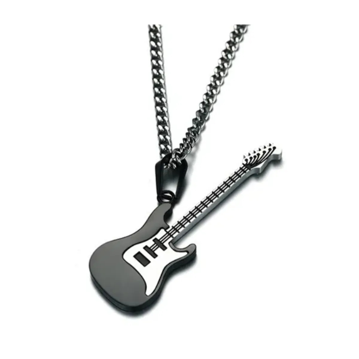 GENERICO - Collar Guitarra Electrica Black Hombre Mujer Moda Royal Madriz