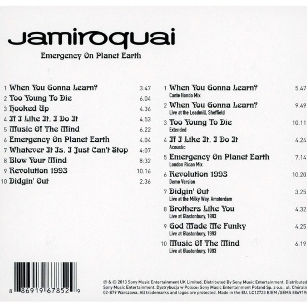 GENERICO - JAMIROQUAI - EMERGENCY ON PLANET EARTH (2CD)/ CD
