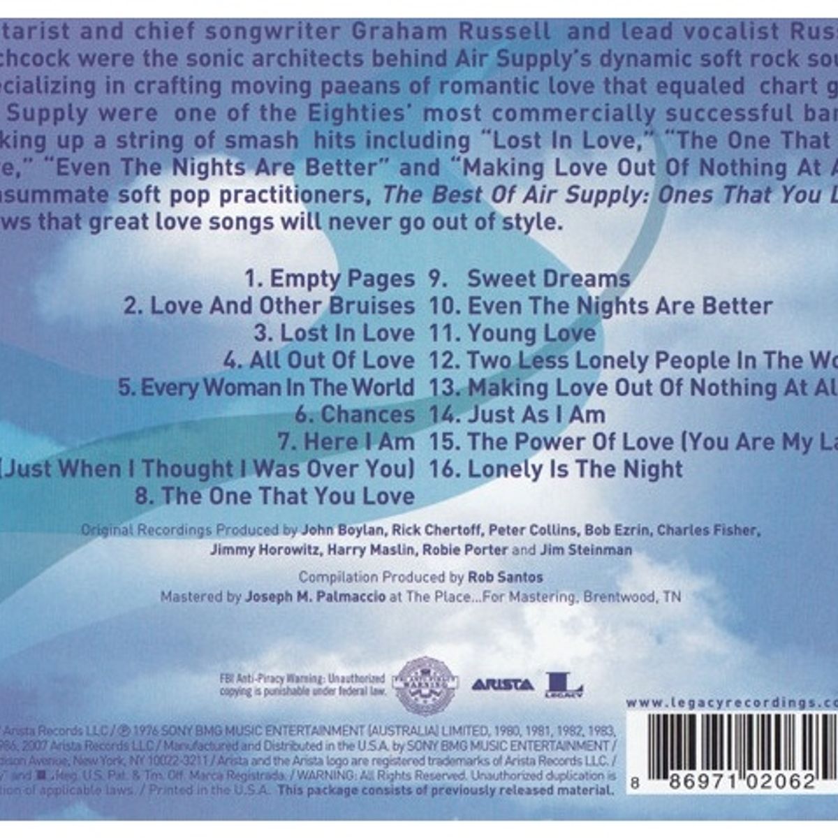 GENERICO - AIR SUPPLY - THE BEST OF: ONES THAT YOU LOVE / CD