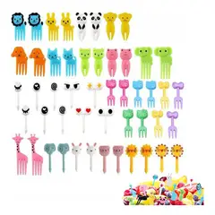 GENERICO - 50 Mini Tenedores De Frutas Con Animales De Abs Para Niños