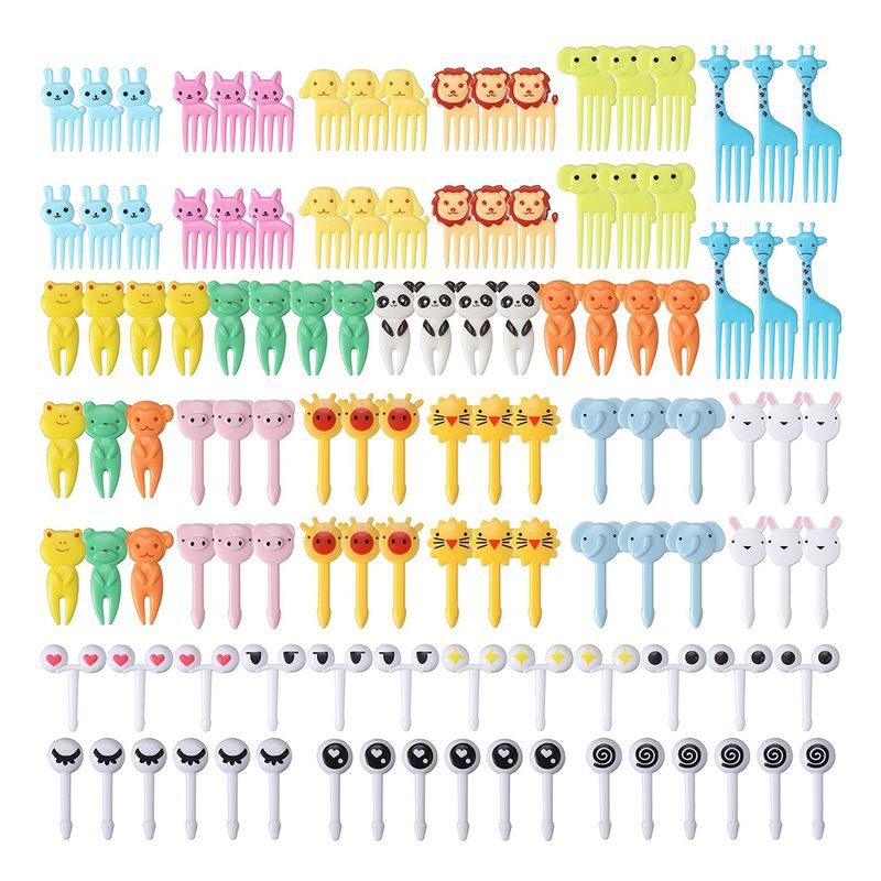GENERICO - 100 Piezas Mini Tenedor Animales Para Fruta Postre Niños