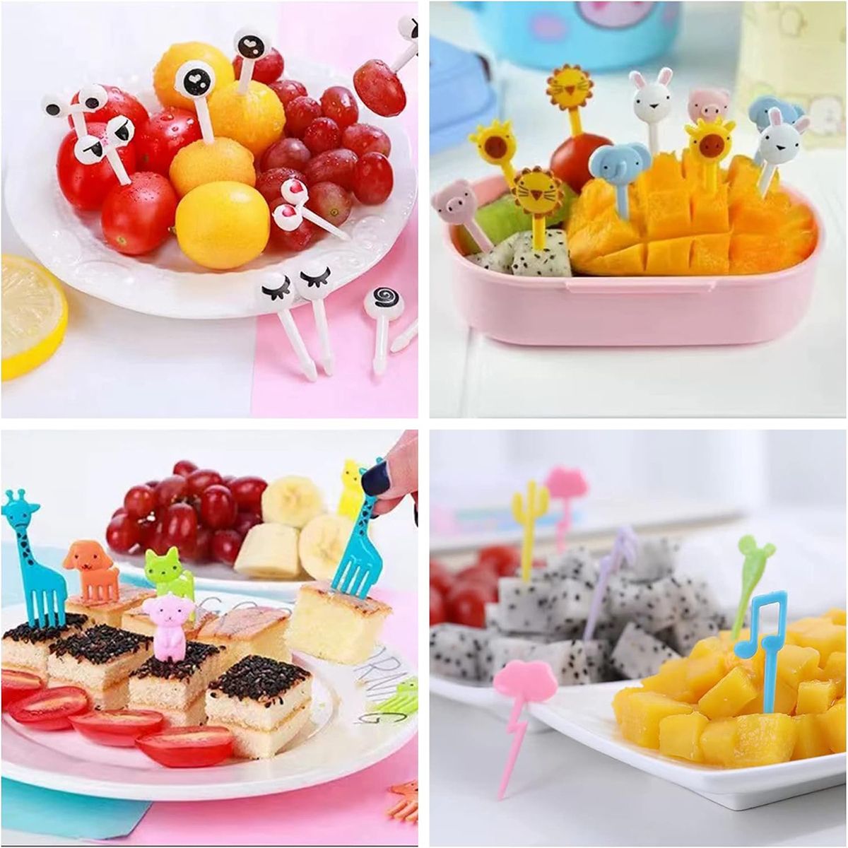 GENERICO - 100 Piezas Mini Tenedor Animales Para Fruta Postre Niños