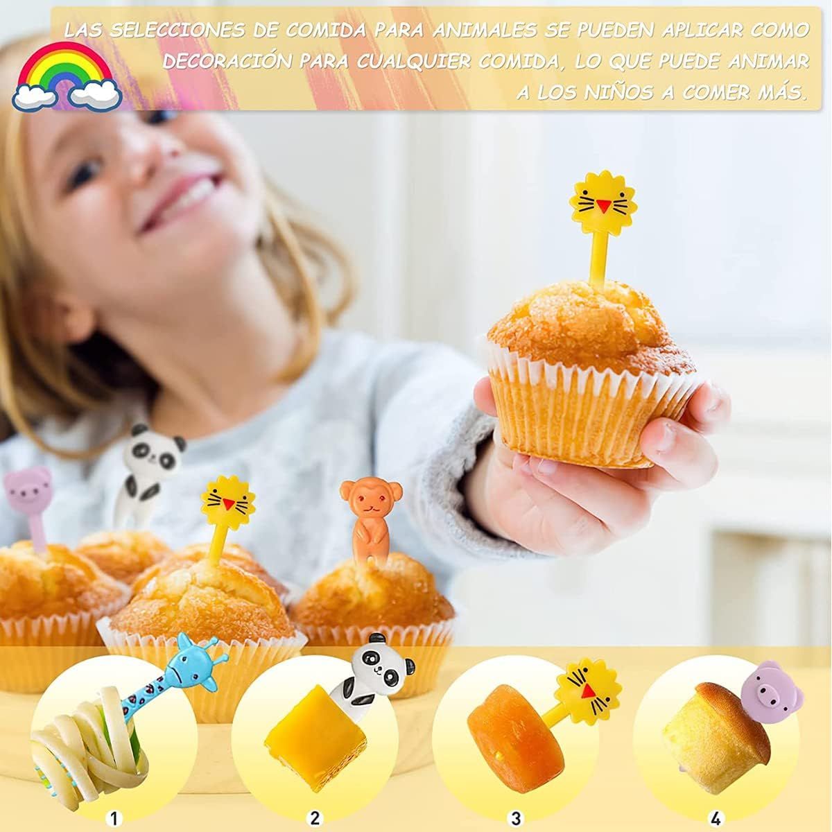 GENERICO - 50 Piezas Mini Tenedor Animales Para Fruta Postre Niños