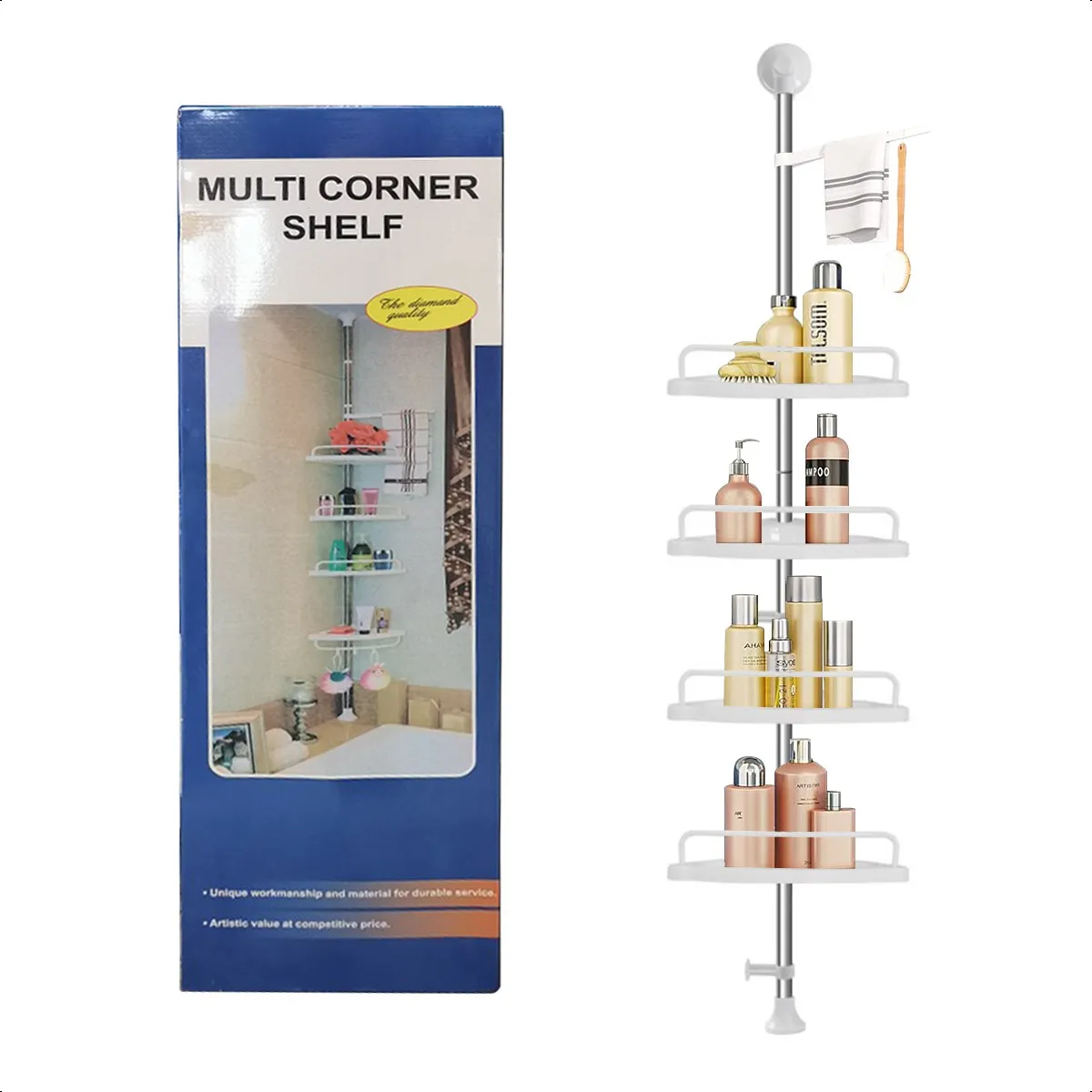 SUPERCENTER - Esquinero Organizador Baño 4 Repisa Ajustable Ducha Multiuso