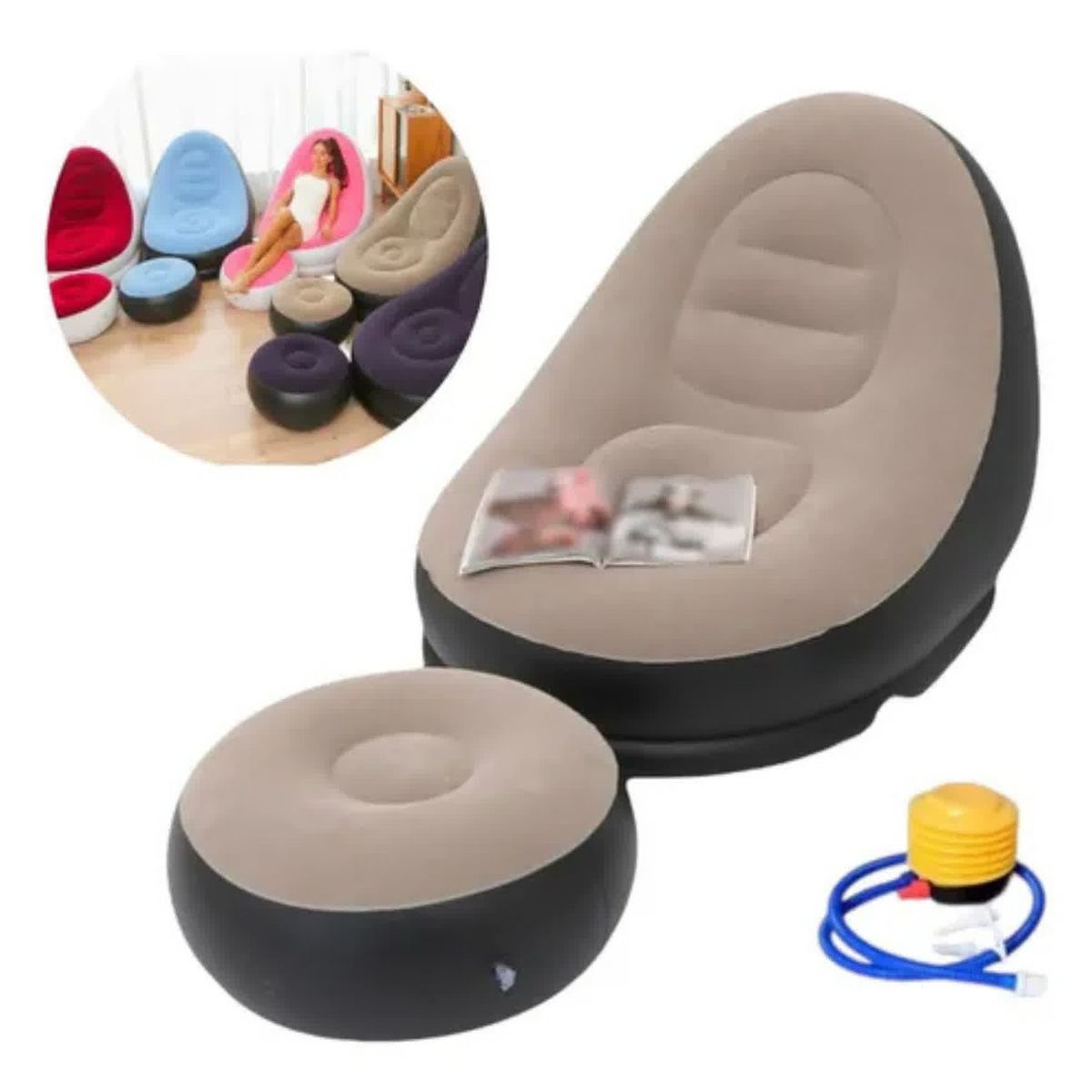 MOVI - Sofá Sillón Inflable, Posa Pies