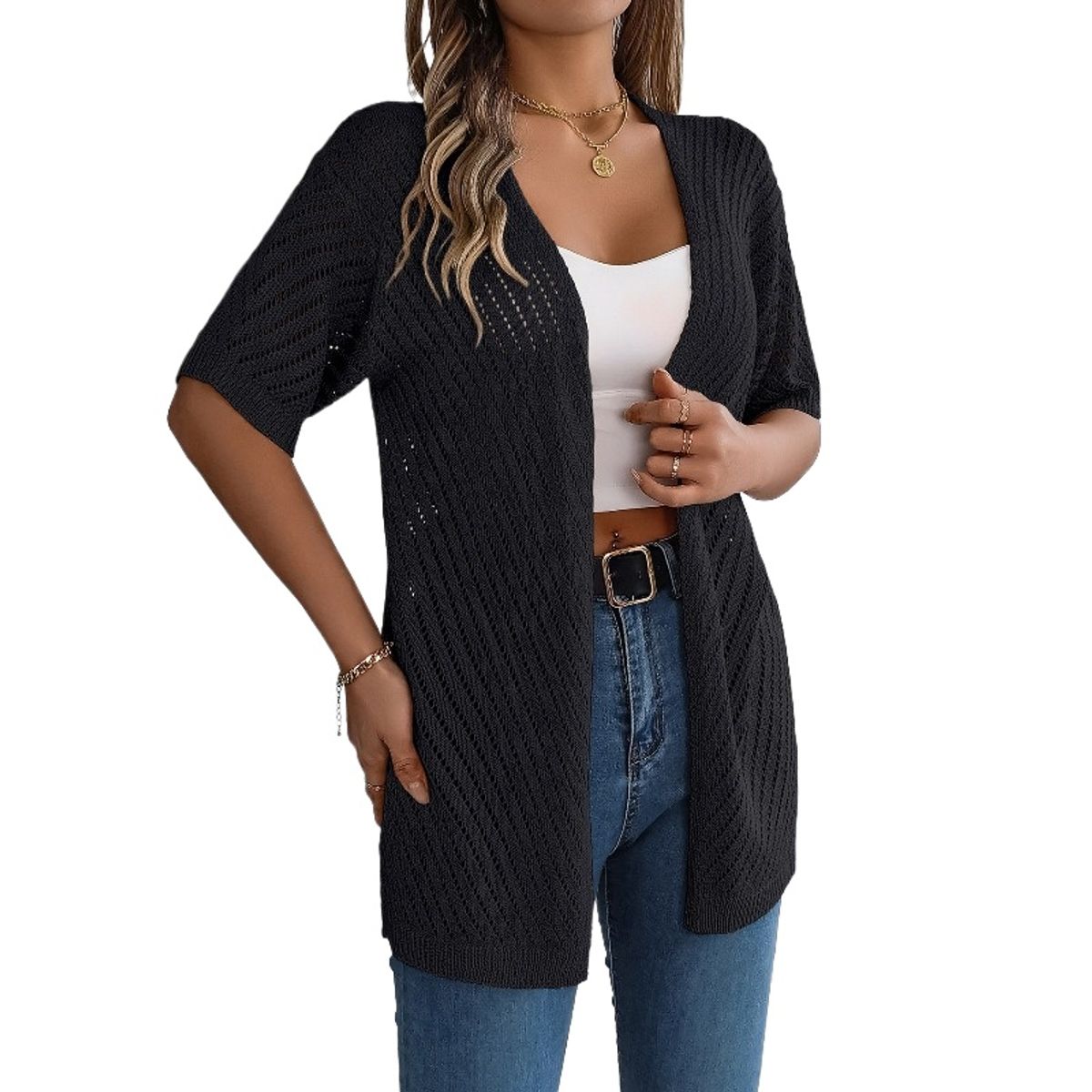 TIOZONEY - Cardigan ligero de verano para mujer