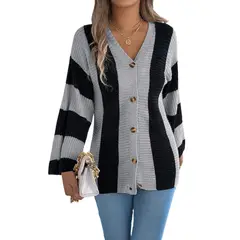 TIOZONEY - Suéter cárdigan de largo medio