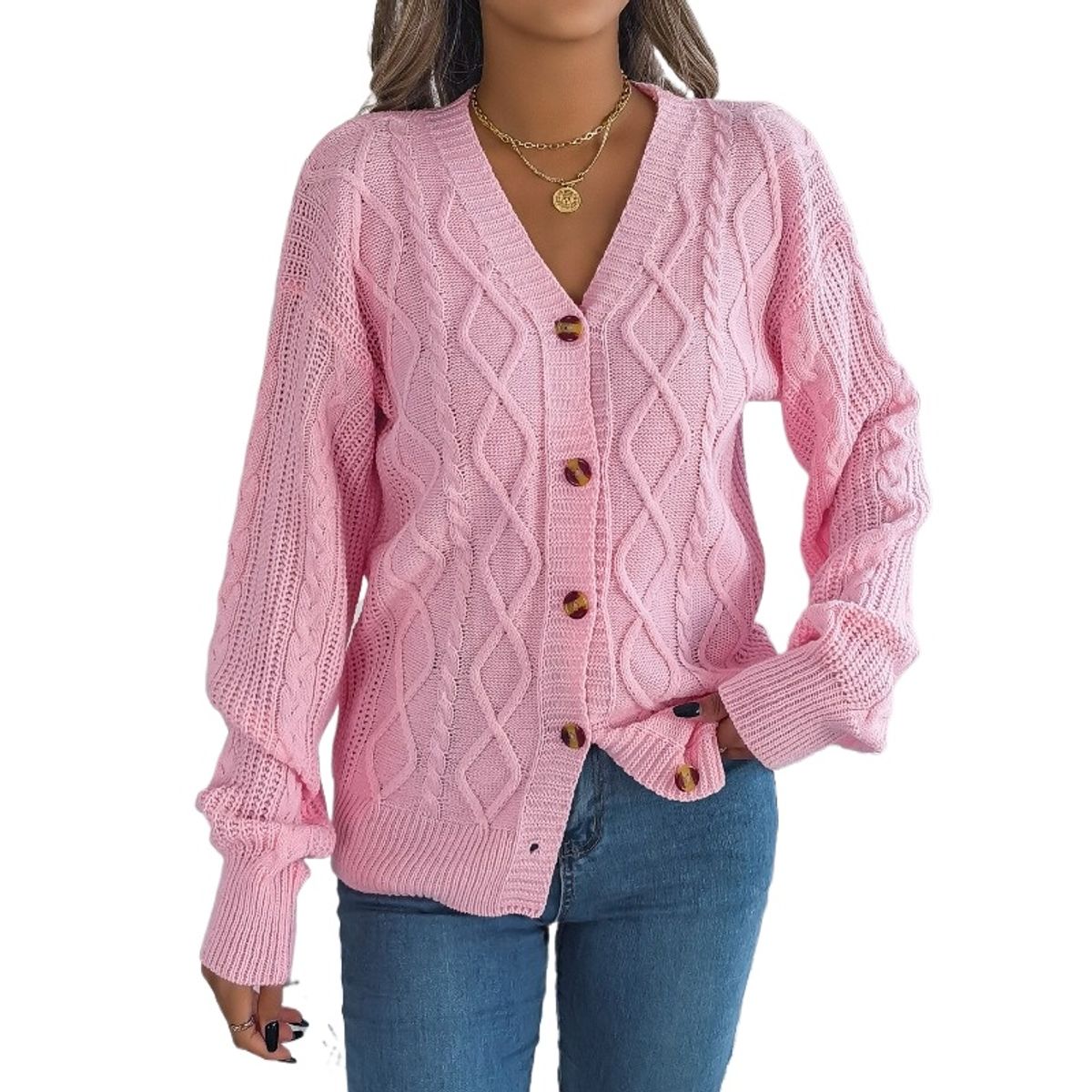 TIOZONEY - Suéter tipo cárdigan con botones
