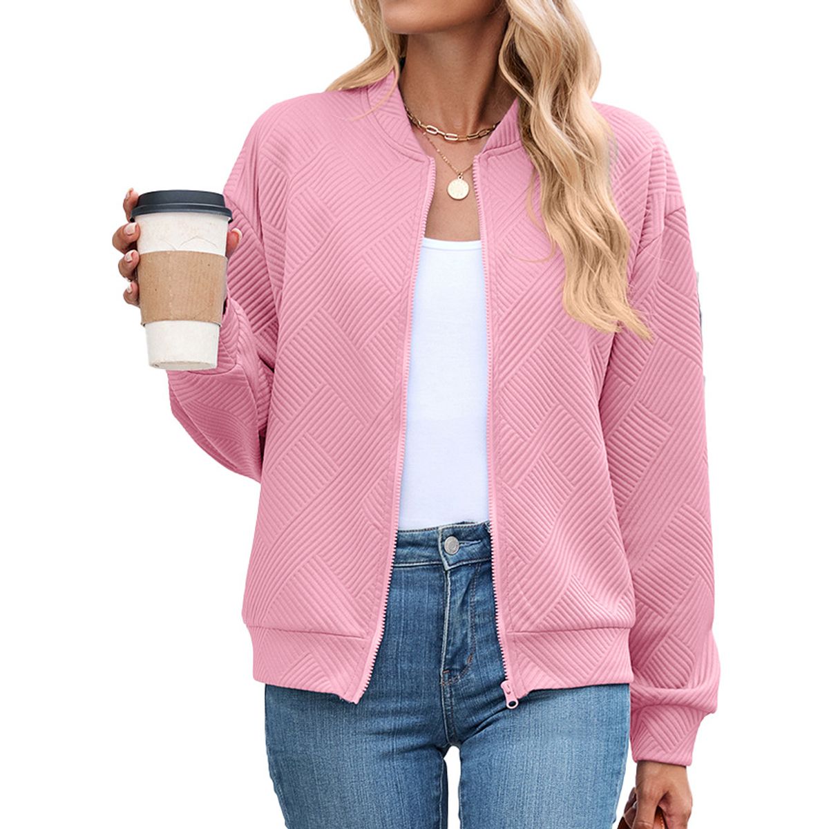 TIOZONEY - Chaqueta informal con cremallera