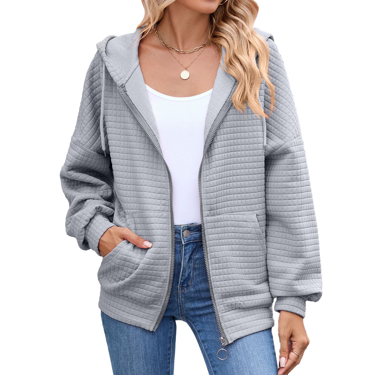 TIOZONEY - Chamarra sudadera con capucha y bolsillos