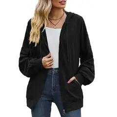 TIOZONEY - Chaqueta holgada con capucha y manga larga