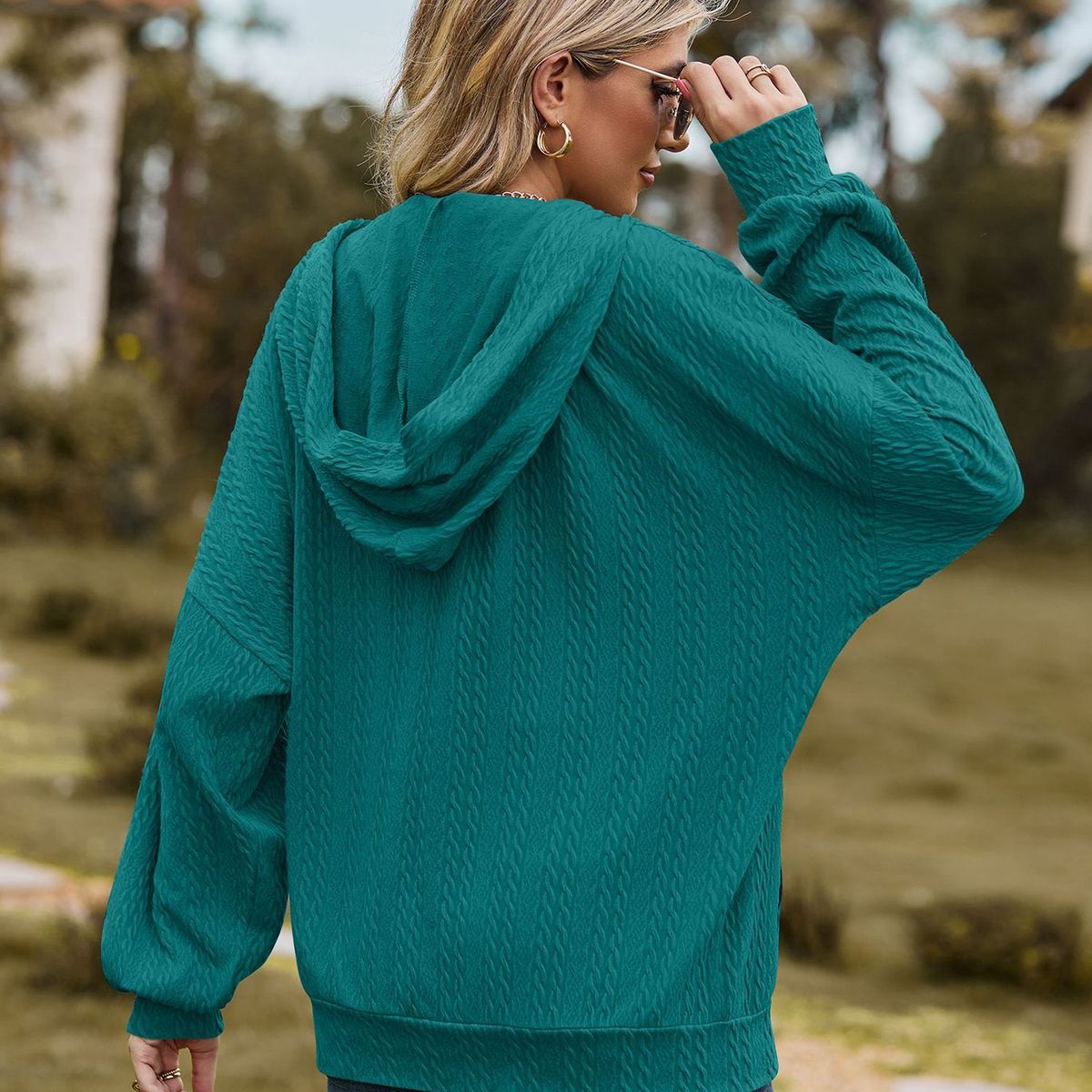TIOZONEY - Chaqueta holgada con capucha y manga larga