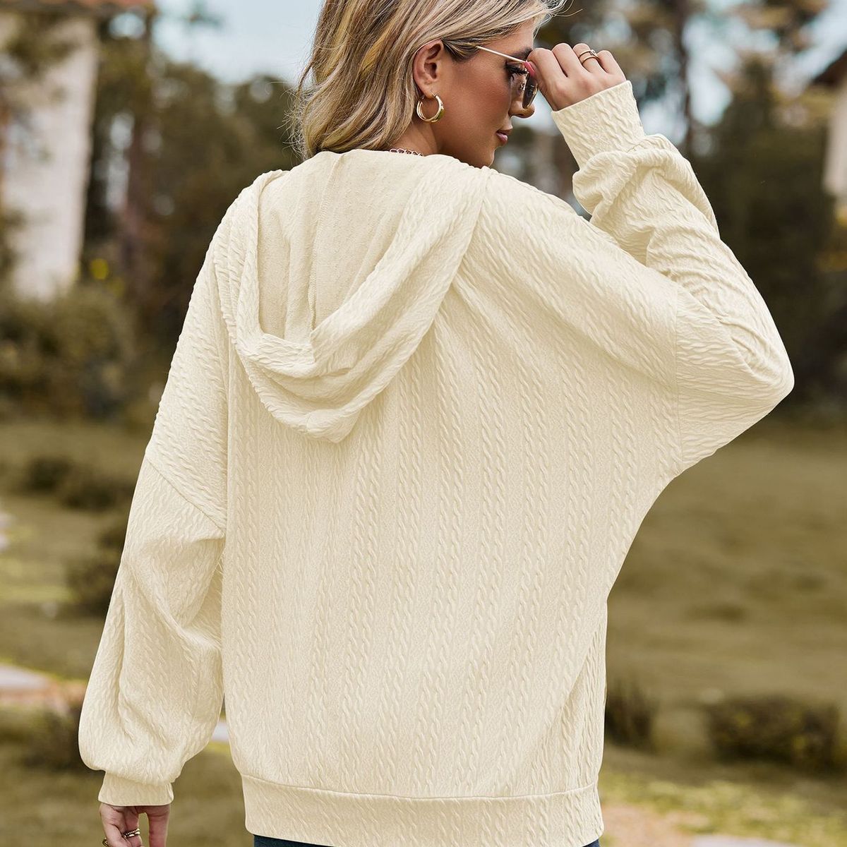 TIOZONEY - Chaqueta holgada con capucha y manga larga