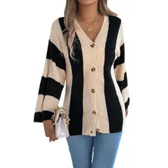 TIOZONEY - Suéter cárdigan de largo medio